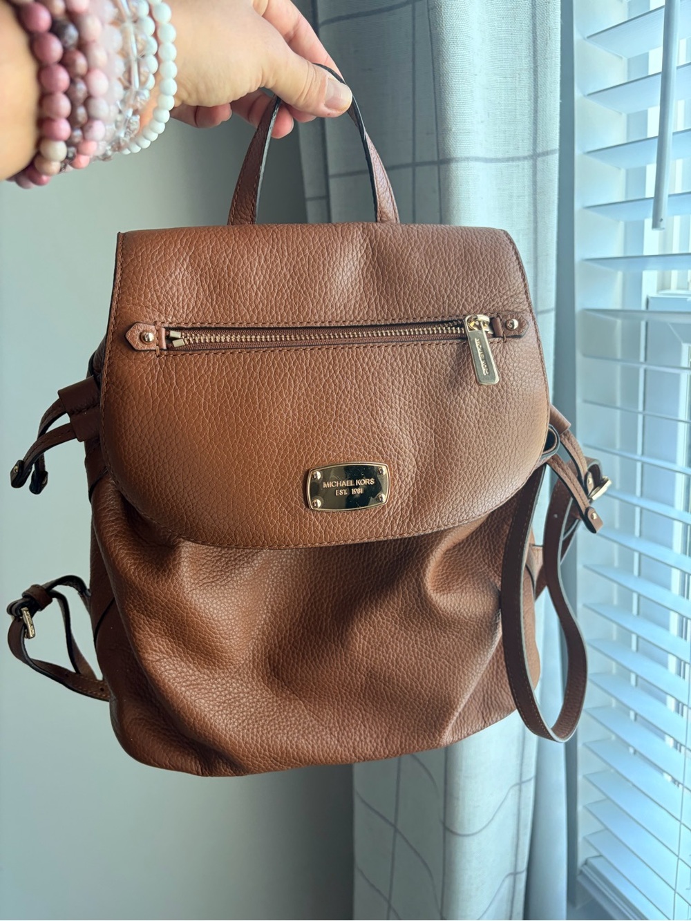 Michael Kors Chestnut Pebbled Leather Backpack